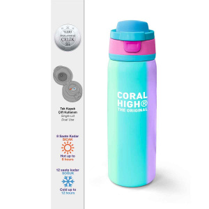 Coral High Renkli Çizgili Desenli Çelik Termos Matara 800 Ml 38519