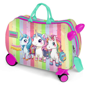 Coral High Unicorn Desenli Otur-Çek Valiz