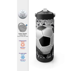 Coral High Futbol Desenli Çelik Termos Matara 650 Ml 38390
