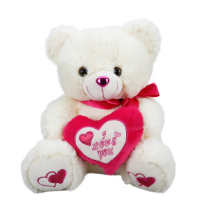 Kalp Yastıklı Oturan Peluş Ayı 35 cm.