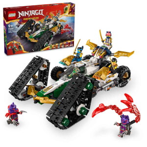 LEGO NINJAGO Ninja Ekibi Kombo Araç 71820 – 9 Yaş ve Üzeri İçin Planör, Yarış Arabası ve 2 Motosiklet İçeren 4’ü 1 Arada Yaratıcı Oyuncak Yapım Seti (576 Parça)