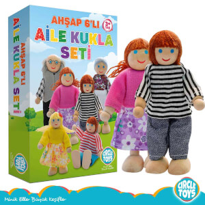 Circle Toys Ahşap 6'lı Aile Kukla Seti 