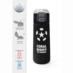 Coral High Siyah Futbol Desenli Çelik Termos Matara 500 ml 31898