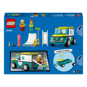 LEGO® City Acil Ambulansı ve Snowboardcu 60403 - 4 Yaş ve Üzeri İçin Minifigür İçeren Yaratıcı Oyuncak Yapım Seti (79 Parça)