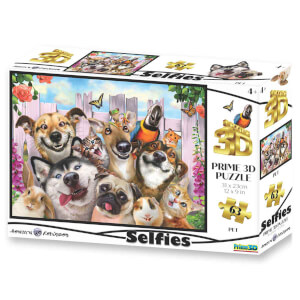 63 Parça 3D Puzzle: Sevimli Hayvanlar Selfie