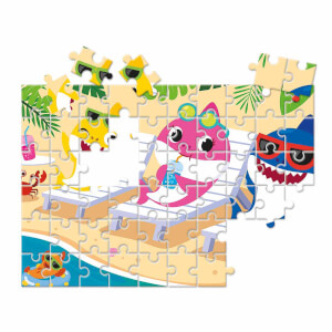 60 Parça Boyamalı Puzzle: Baby Shark Plaj