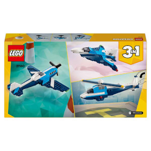 LEGO Creator 3’ü 1 Arada Uçak: Yarış Uçağı 31160 - 7 Yaş ve Üzeri Çocuklar için Jet veya Helikoptere Dönüşebilen Yaratıcı Oyuncak Yapım Seti (178 Parça)