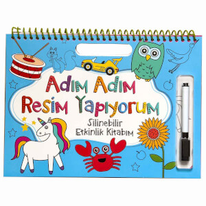 Adım Adım Resim Yapıyorum - Mavi Kapak - Silinebilir Etkinlik Kitabım