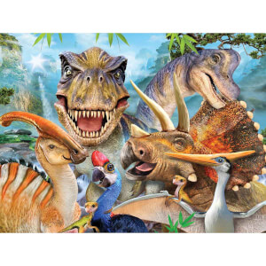 Prime 3D/2D 100 Parça Çift Taraflı Puzzle: Dinozorlar Selfie 