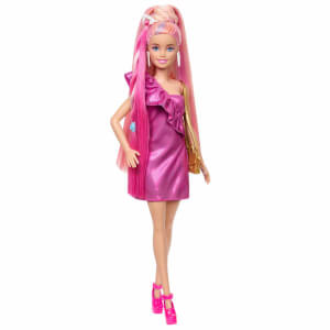 Barbie Upuzun Muhteşem Saçlı Bebekler Pembe Saçlı Bebek JDC85