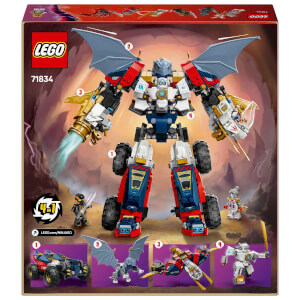 LEGO NINJAGO Zane’in Ultra Kombo Mech’i 71834 - 9 Yaş ve Üzeri Çocuklar için Araba, Jet ve Ejderha İçeren 4’ü 1 Arada Yaratıcı Oyuncak Yapım Seti (1187 Parça)