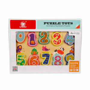 Woody Ahşap 10 Parça Bultak Puzzle: Hayvanlar ve Sayılar