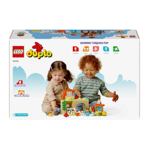 LEGO® DUPLO® Kasabası Çiftlikte Hayvanların Bakımı 10416 - 2 Yaş ve Üzeri Çocuklar için Rol Yapma Faaliyetlerini Teşvik Eden Oyuncak İnek, Koyun, Tavuk ve At İçeren Eğitici Oyuncak Yapım Seti (74 Parça)