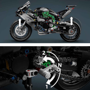LEGO Technic Kawasaki Ninja H2R Motosiklet 42170 - 10 Yaş ve Üzeri Çocuklar için Koleksiyonluk Yaratıcı Oyuncak Model Yapım Seti (643 Parça)