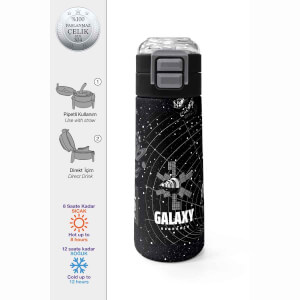 Coral High Siyah Galaxy Desenli Çelik Termos Matara 500 ml 31857