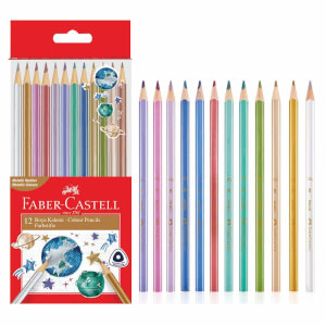 Faber-Castell Metalik Renkler Üçgen Kuru Boya Kalemi 12’li