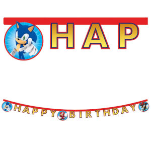 Sonic Speed Desenli Happy Birthday Yazılı Banner