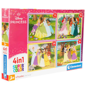 12 + 16 + 20 + 24 Parça Supercolor Puzzle: Disney Prensesler