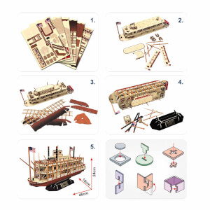 142 Parça 3D Puzzle: Mississippi Buharlı Gemisi