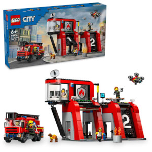 LEGO® City İtfaiye Kamyonlu İtfaiye Merkezi 60414 - 6 Yaş ve Üzeri Çocuklar için İtfaiye Garajı İçeren Yaratıcı Oyuncak Yapım Seti (843 Parça)