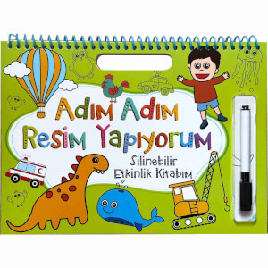 Adım Adım Resim Yapıyorum - Yeşil Kapak - Silinebilir Etkinlik Kitabım