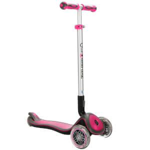 Globber Elite Deluxe 3 Tekerlekli Katlanabilir Işıklı Pembe Scooter
