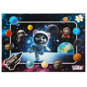 35 Parça Puzzle: Astronot Kediler