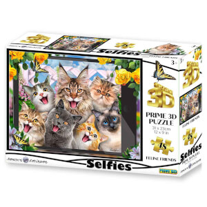 48 Parça 3D Puzzle: Sevimli Kediler Selfie