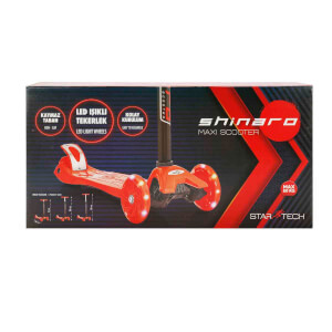 Shinaro 3 Tekerlekli Işıklı Kırmızı Maxi Scooter