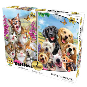 Prime 3D 200 Parça 2’li 3D Puzzle: Kediler ve Köpekler Selfies