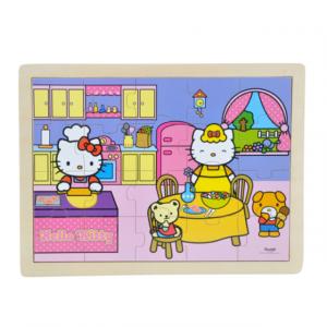Hello Kitty Evde Ahşap Puzzle 20 Parça