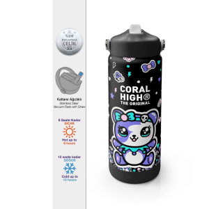 Coral High Teddy Bear Desenli Çelik Termos Matara 650 Ml 38324