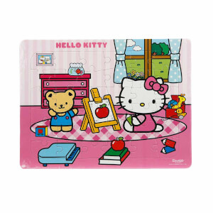 36 Parça Puzzle: Hello Kitty Resim Yapıyor