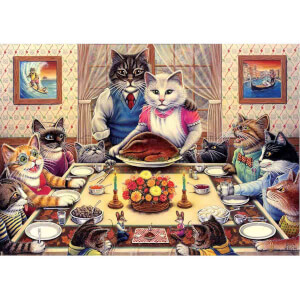 260 Parça Puzzle : Kedi Ailesi Ziyafette