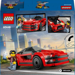 LEGO City Kırmızı Spor Araba 60448 - 5 Yaş ve Üzeri Çocuklar için Yaratıcı Oyuncak Yapım Seti (109 Parça)