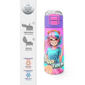 Coral High K-Pop Desenli Çelik Termos Matara 500 Ml 31865