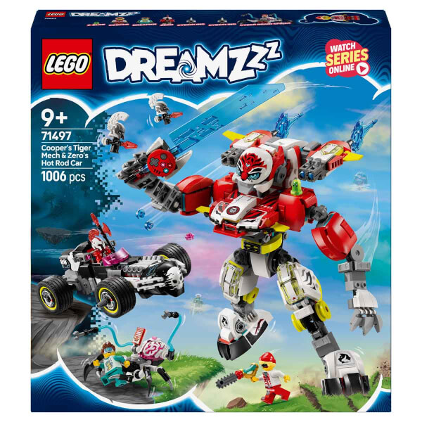 LEGO DREAMZzz Cooper’ın Kaplan Robotu ve Zero’nun Hot Rod Arabası 71497 - 9 Yaş ve Üzeri Çocuklar için Yaratıcı Oyuncak Araç Yapım Seti (1006 Parça)