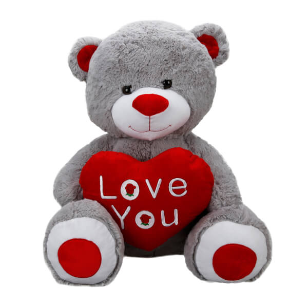 Oturan Love Kalpli Peluş Ayı 60 cm.