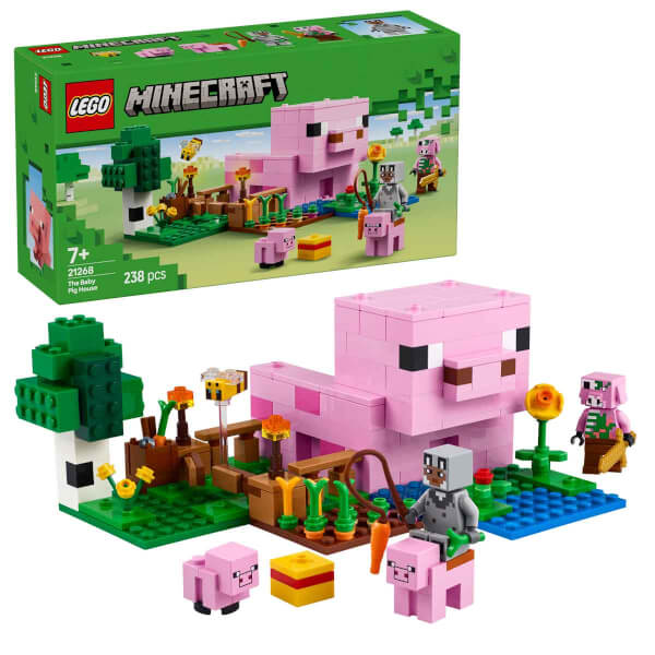 LEGO Minecraft Yavru Domuz Evi 21268 - 7 Yaş ve Üzeri Macera Oyunları Seven Çocuklar için Yaratıcı Oyuncak Yapım Seti (238 Parça)