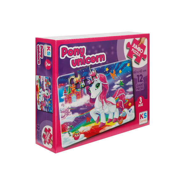 12 Parça Jumbo Puzzle: Pony Unicorn