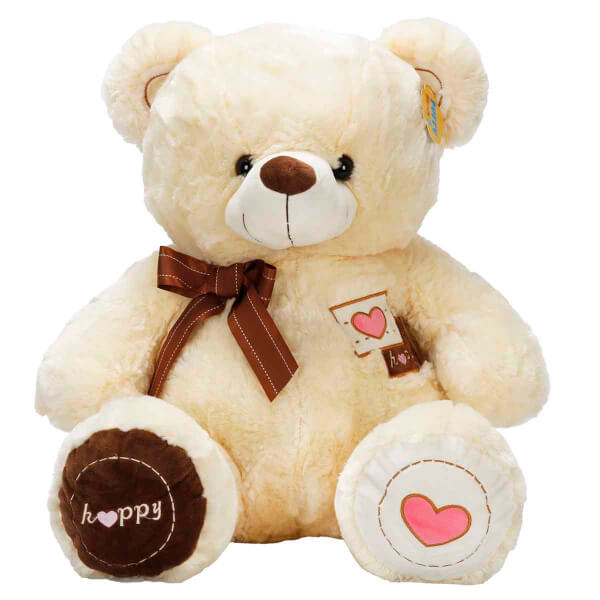 Kurdeleli Peluş Ayı 50 cm - Krem