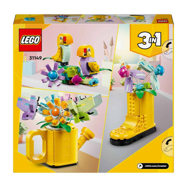 LEGO® Creator Sulama Kabında Çiçekler 31149 - 8 Yaş ve Üzeri Çocuklar için Çizme ve Kuş Modeli Seçenekleri İçeren 3'ü 1 Arada Yaratıcı Oyuncak Yapım Seti (420 Parça)