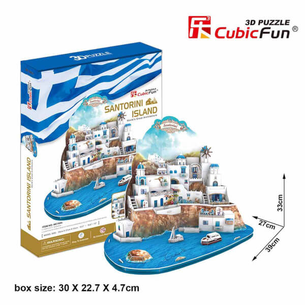 129 Parça 3D Puzzle: Santorini Adası Yunanistan