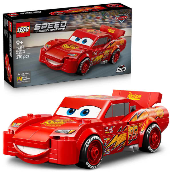 LEGO Speed Champions Şimşek McQueen 77255 - 9 Yaş ve Üzeri Çocuklar için Disney Pixar Arabalar Temalı Oyuncak Yapım Seti (270 Parça)