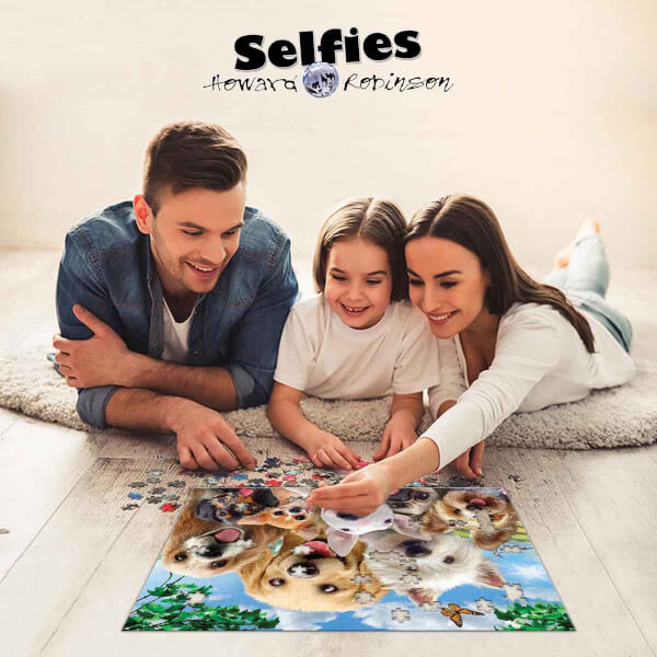 500 Parça 3D Puzzle: Sevimli Köpekler Selfie