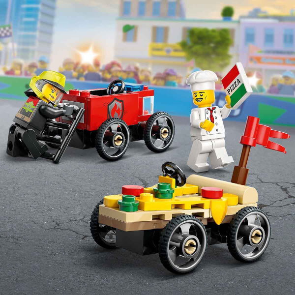 LEGO City Pizza Arabası İtfaiye Kamyonuna Karşı Yarış Arabası Paketi 60458 - 5 Yaş ve Üzeri Çocuklar için Yaratıcı Oyuncak Yapım Seti (70 Parça)