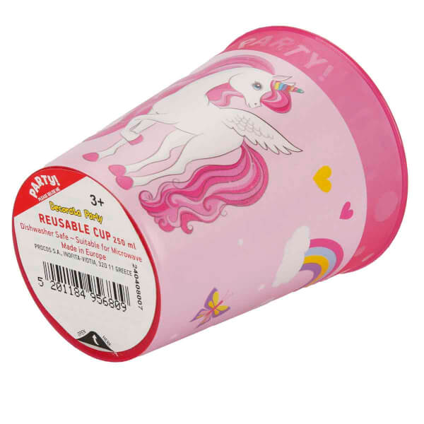 Unicorn Desenli Plastik Bardak 250 ml