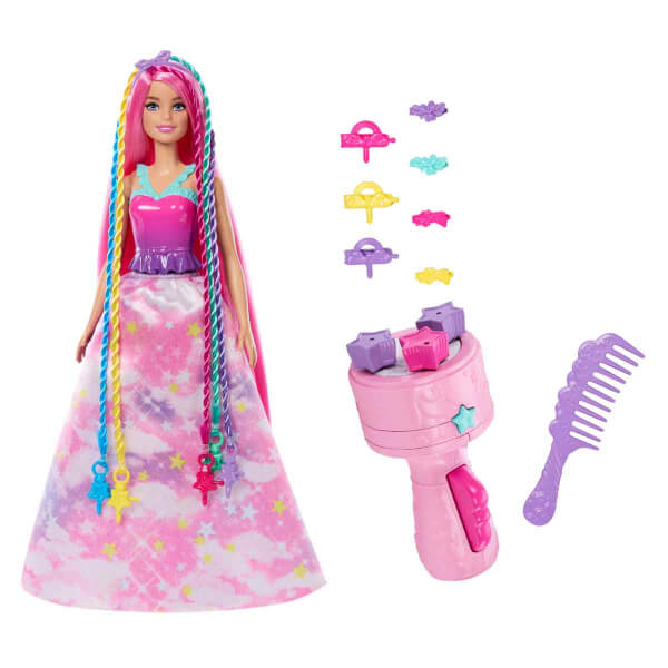 Barbie Dreamtopia Örgü Saçlı Bebek ve Aksesuarları Oyun Seti JCW55 