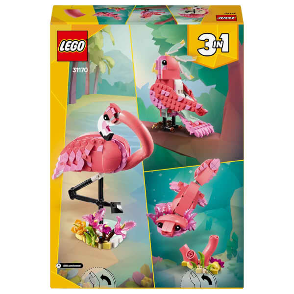 LEGO Creator 3’ü 1 Arada Vahşi Hayvanlar: Pembe Flamingo 31170 - 8 Yaş ve Üzeri Çocuklar için Kakadu Papağanı veya Aksolotl’a Dönüşebilen Yaratıcı Oyuncak Yapım Seti (288)