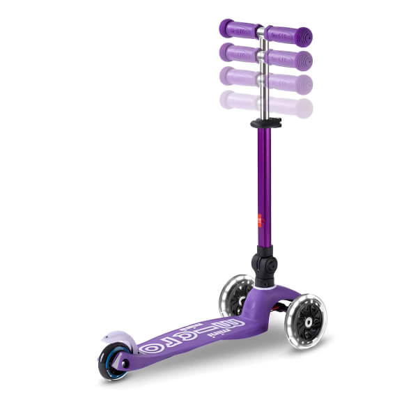 Micro Mini Deluxe 3 Tekerlekli Katlanabilir Işıklı Mor Scooter